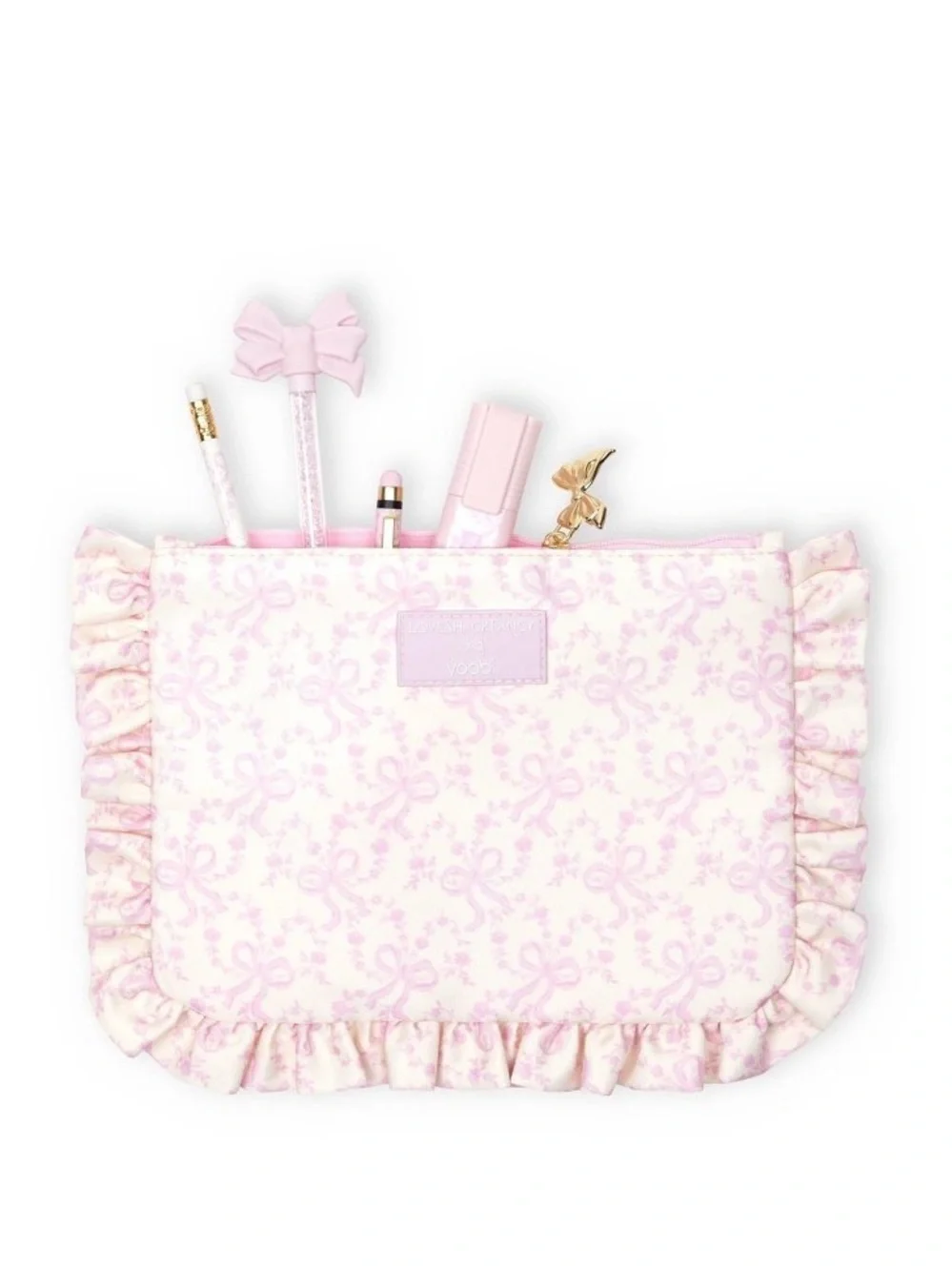 IN-HAND | LoveShackFancy x Target Yoobi Coquette Bow Flat Zip Ruffle Pencil Case